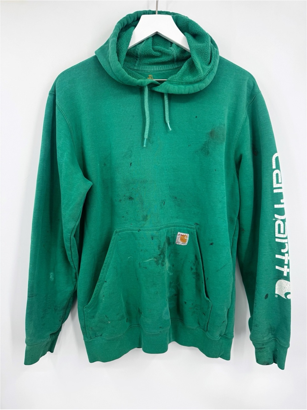 Carhartt Green Worn Grunge Hoodies Size Medium Streetwear